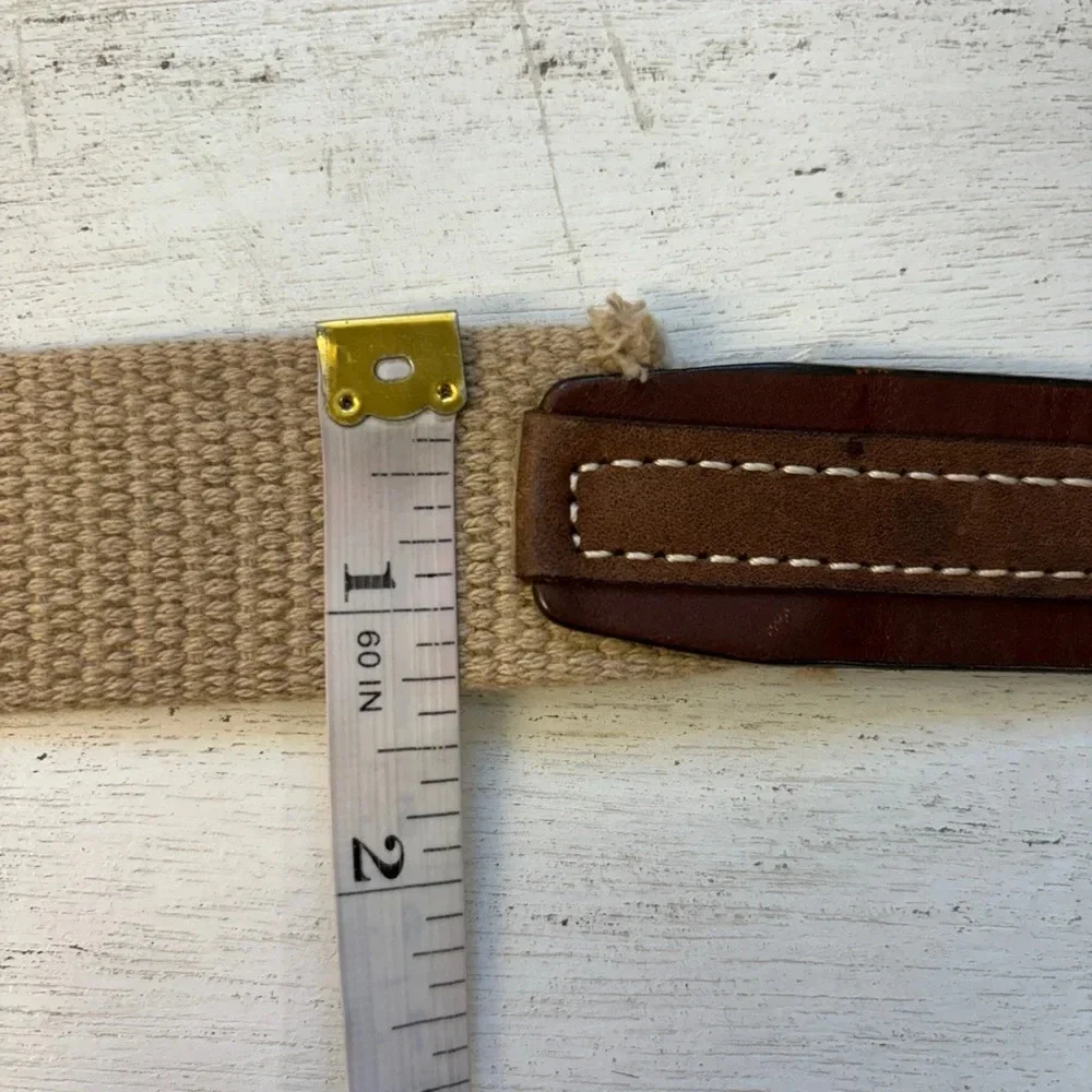 Fossil Belt Woven Cream & Brown Leather‎ 36